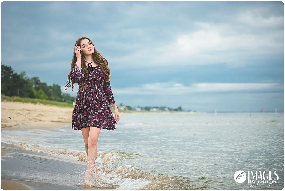 Natural Senior Pictures on the Beach in Grand Haven